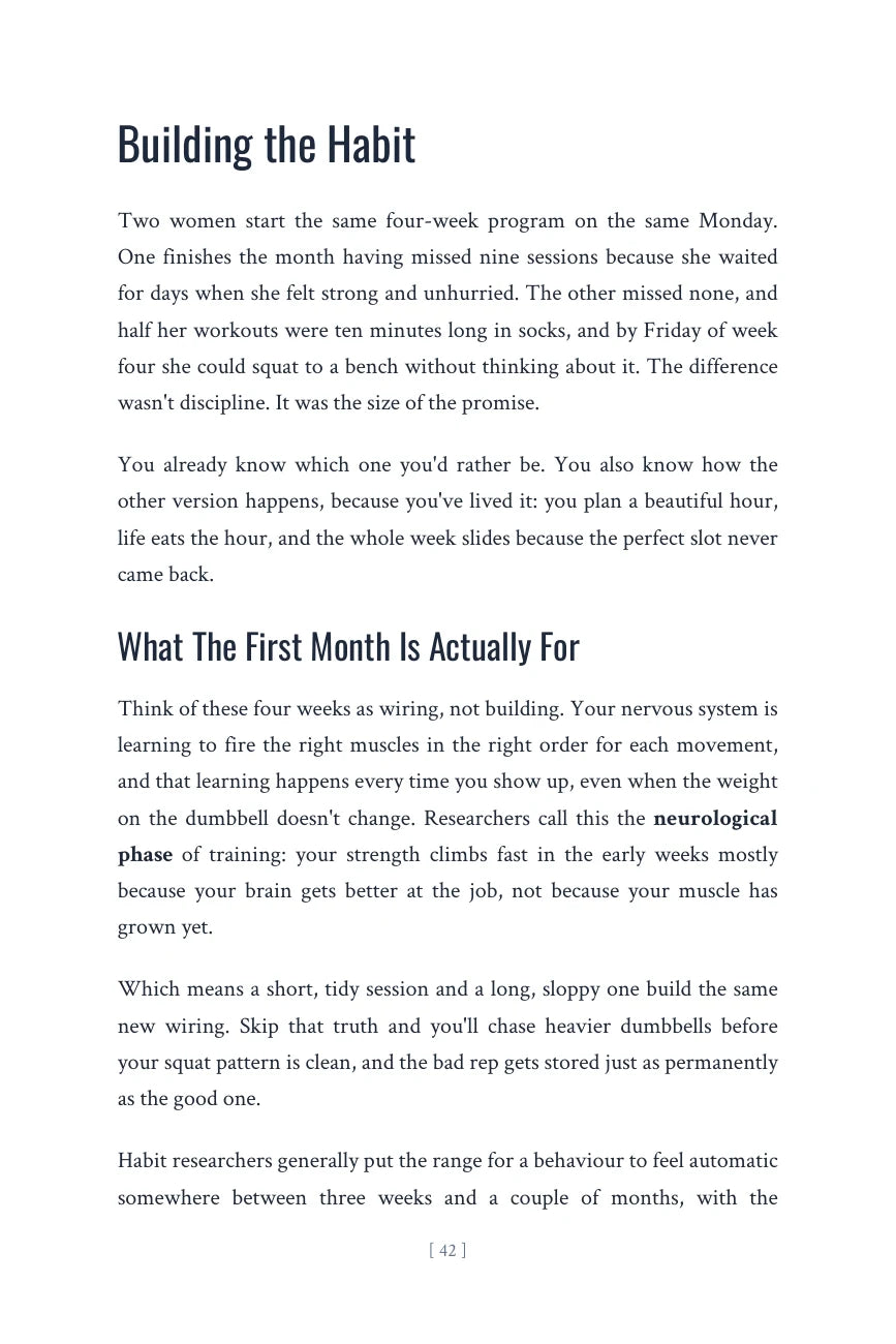 Inside the strength plan — sample page